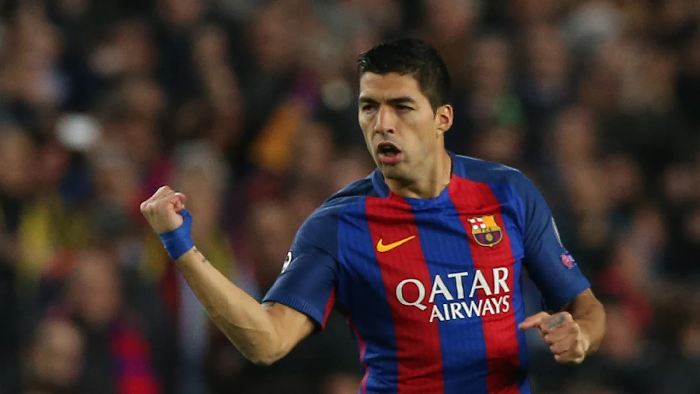 Luis Suárez celebra su gol al PSG Luis Suárez celebra su gol al PSG