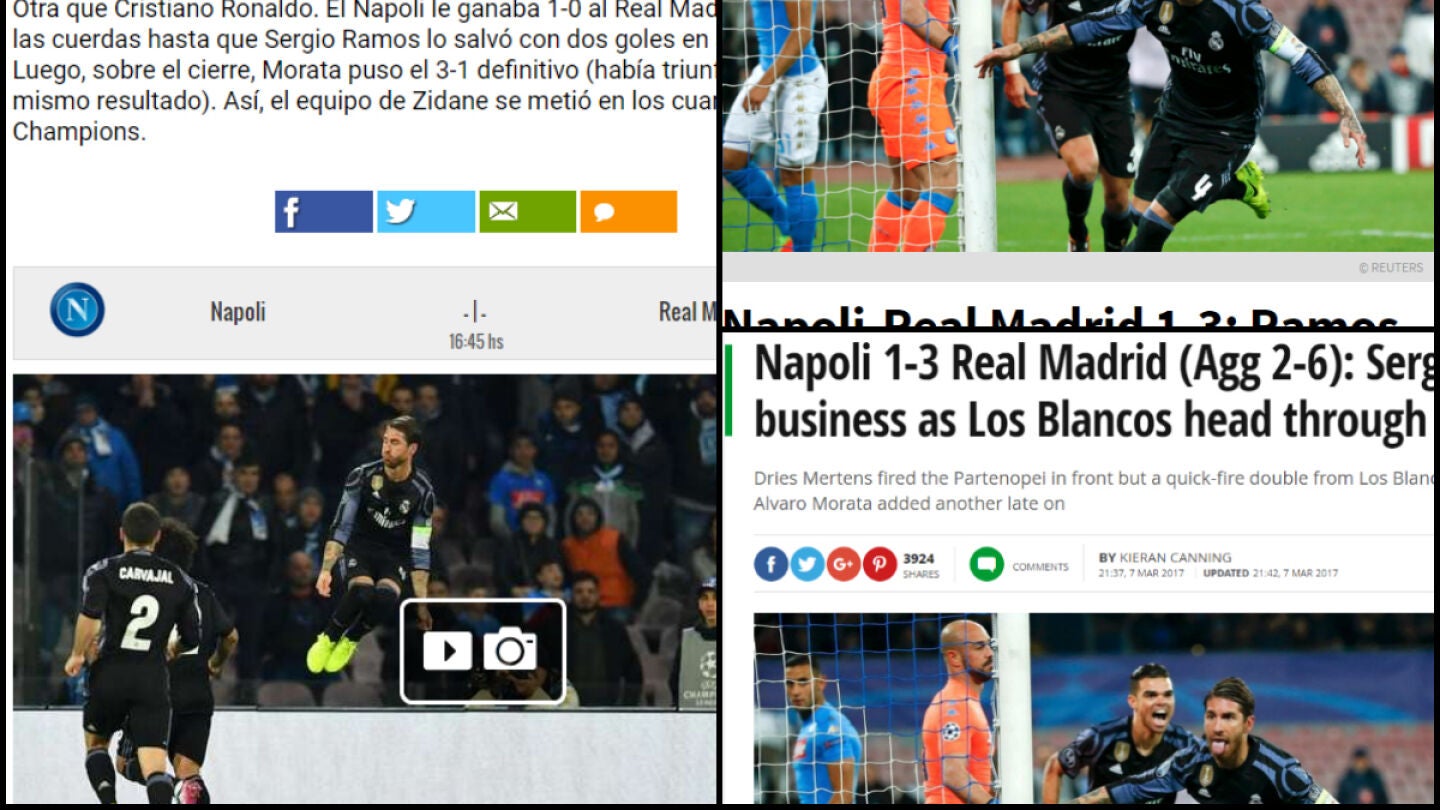 Las portadas de los principales medios tras la victoria del Madrid en N&aacute;poles