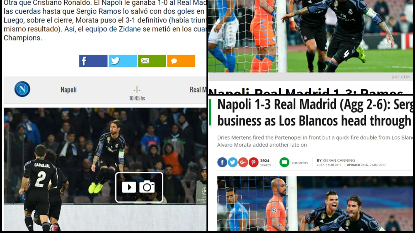 Las portadas de los principales medios tras la victoria del Madrid en Nápoles Las portadas de los principales medios tras la victoria del Madrid en Nápoles