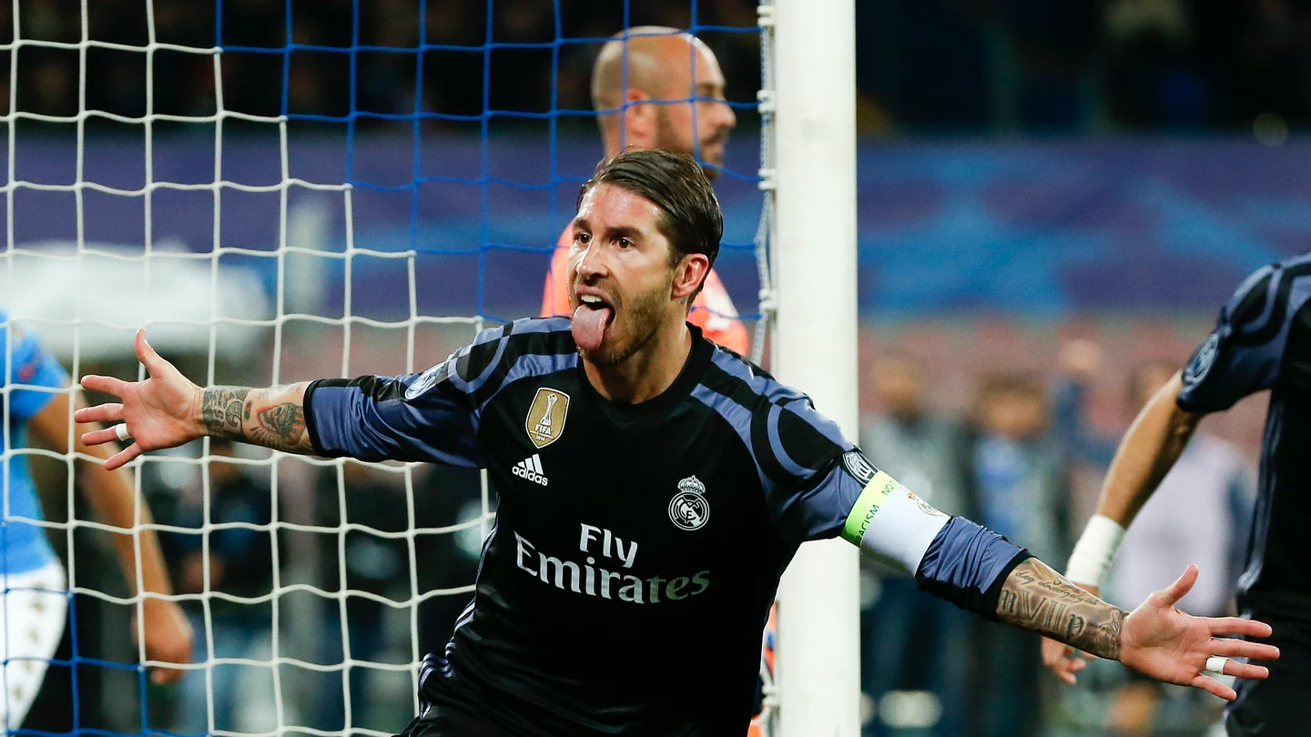 Sergio Ramos celebra el 1-1 contra el Nápoles Sergio Ramos celebra el 1-1 contra el Nápoles