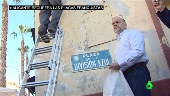 Colocación de una placa franquista en Alicante Colocación de una placa franquista en Alicante