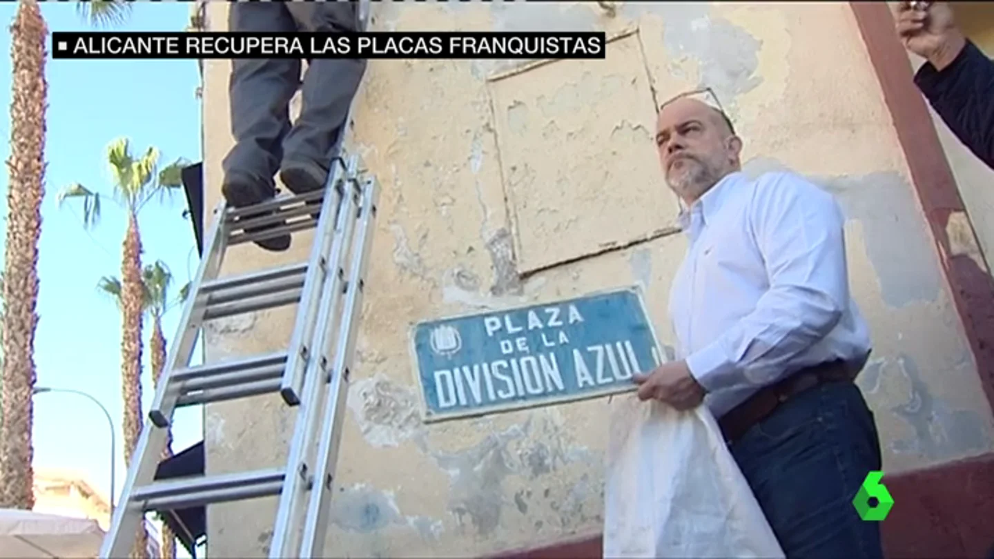Colocación de una placa franquista en Alicante Colocación de una placa franquista en Alicante
