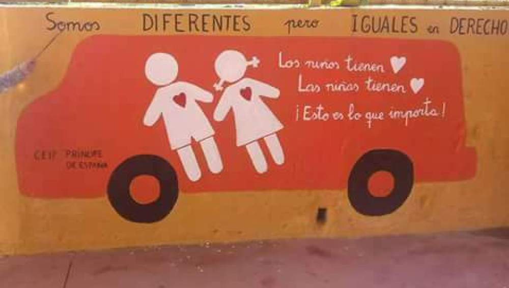 El mural de los niños de un colegio de Huelva contra Hazte Oír
