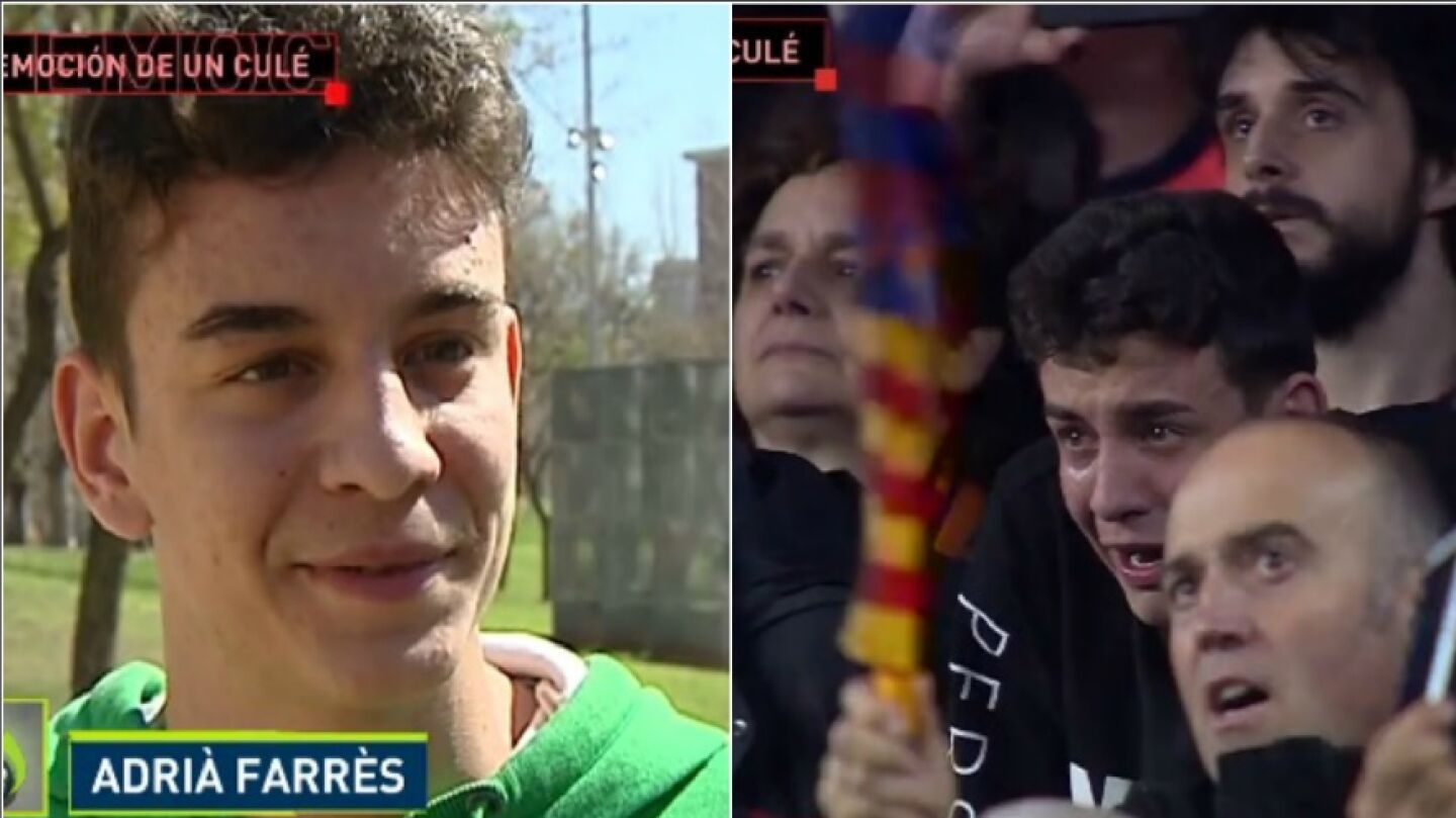 Adri&agrave; Farr&egrave;s, el aficionado cul&eacute; que llor&oacute; en la remontada del Bar&ccedil;a