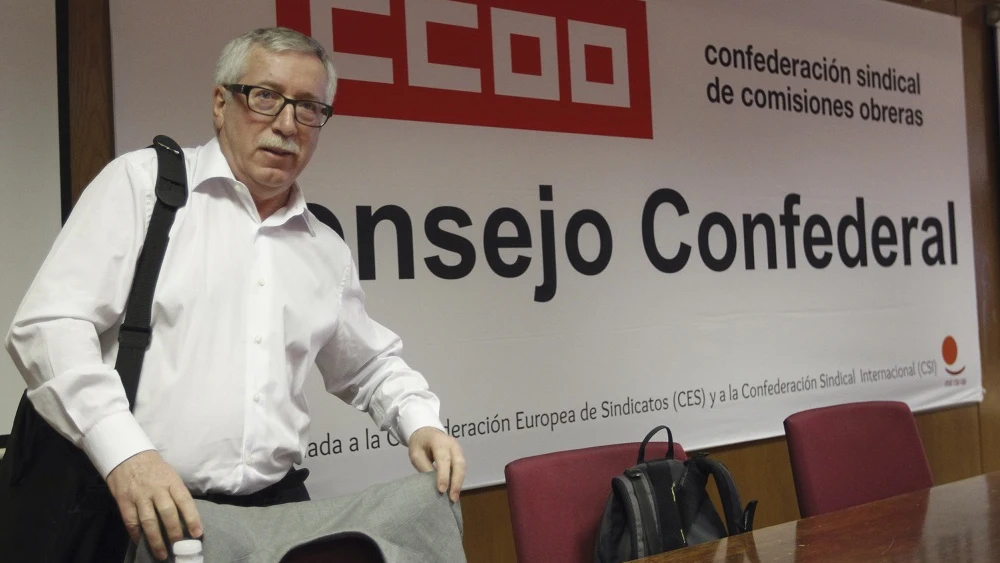 El secretario general de CCOO, Ignacio Fernández Toxo, a su llegada esta mañana a la reunión extraordinaria del Consejo Confederal del sindicato.