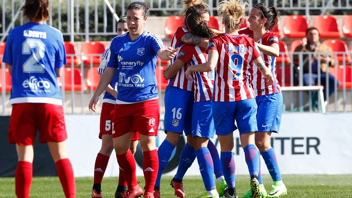 Las jugadoras del Atlético celebran un gol