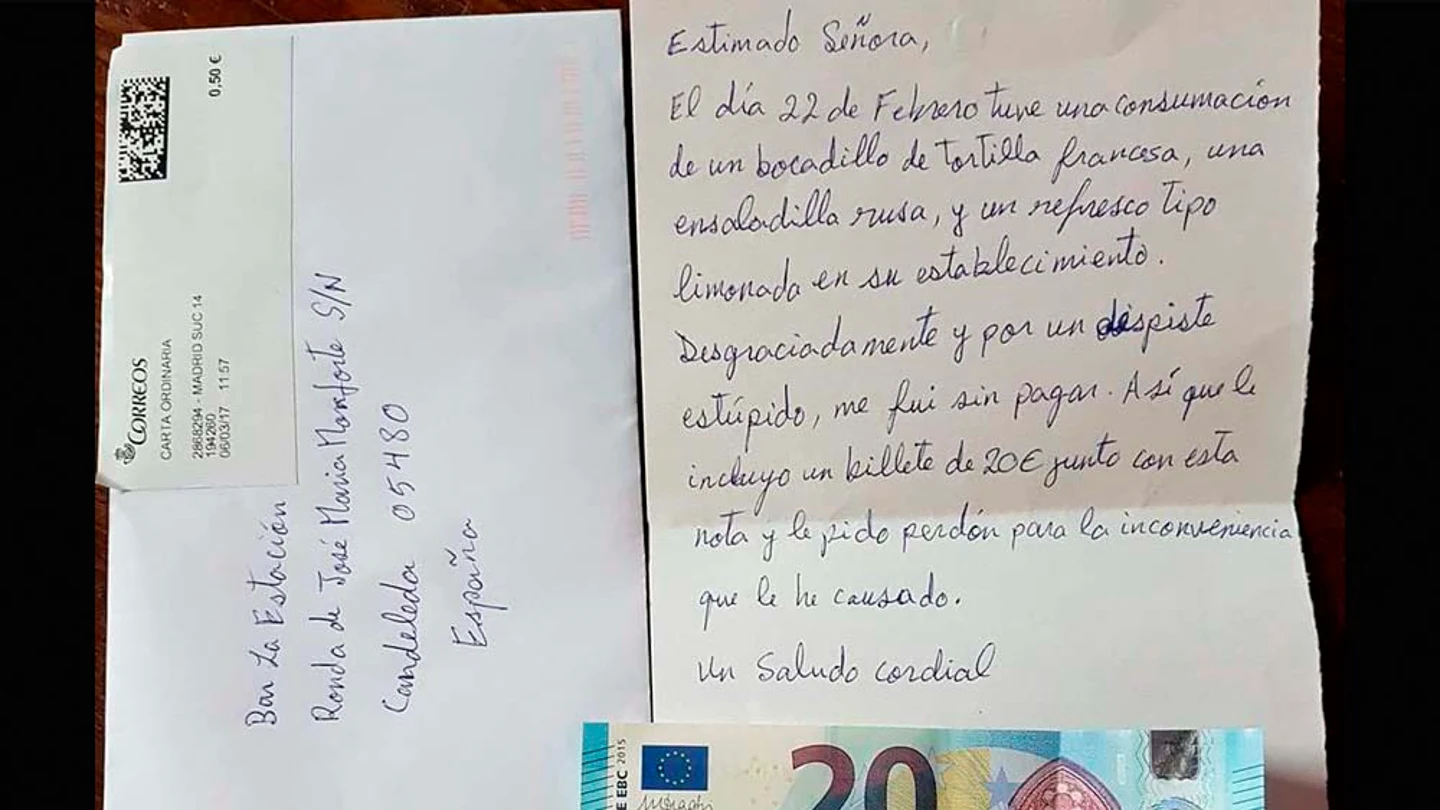 Carta de disculpa que el cliente envió al restaurante Carta de disculpa que el cliente envió al restaurante