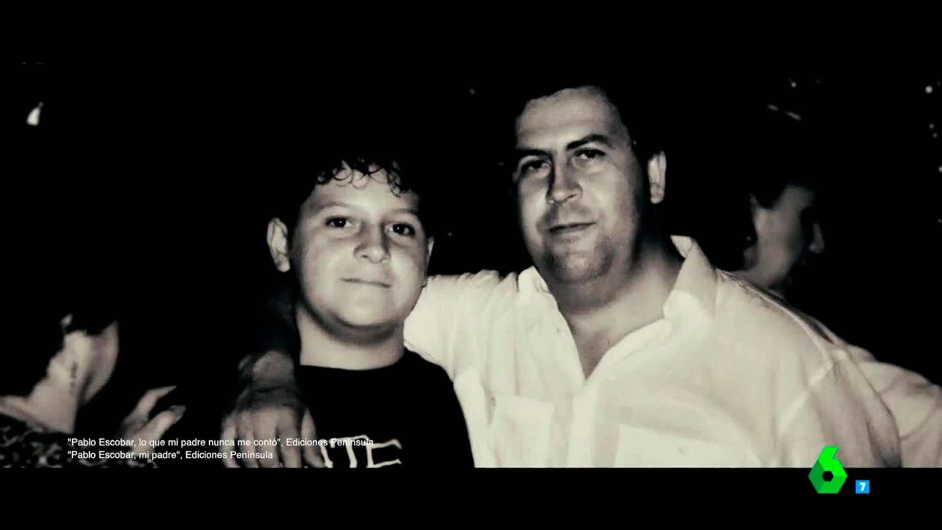 Pablo Escobar junto a su hijo Juan Pablo Escobar, ahora Sebastián Marroquín