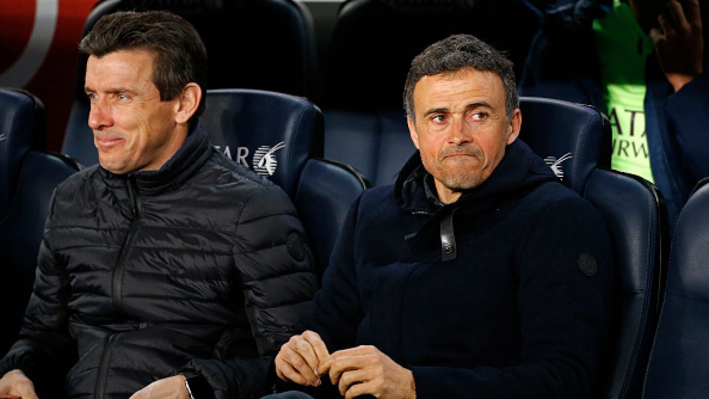 Unzué y Luis Enrique, en el banquillo del Barcelona