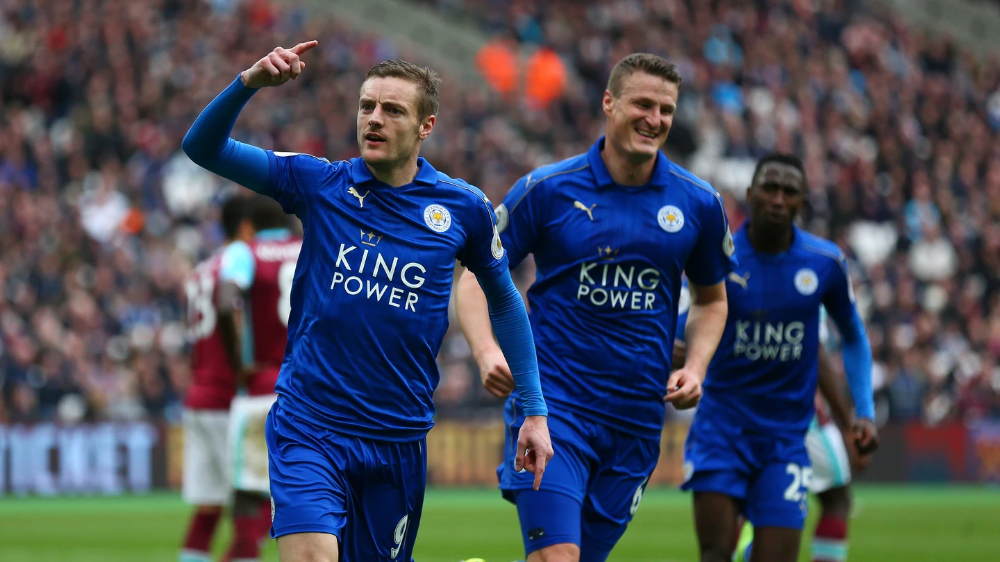 Vardy celebrando un gol Vardy celebrando un gol