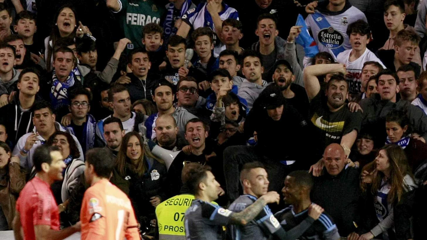 Aspas celebra un gol ante el Deportivo