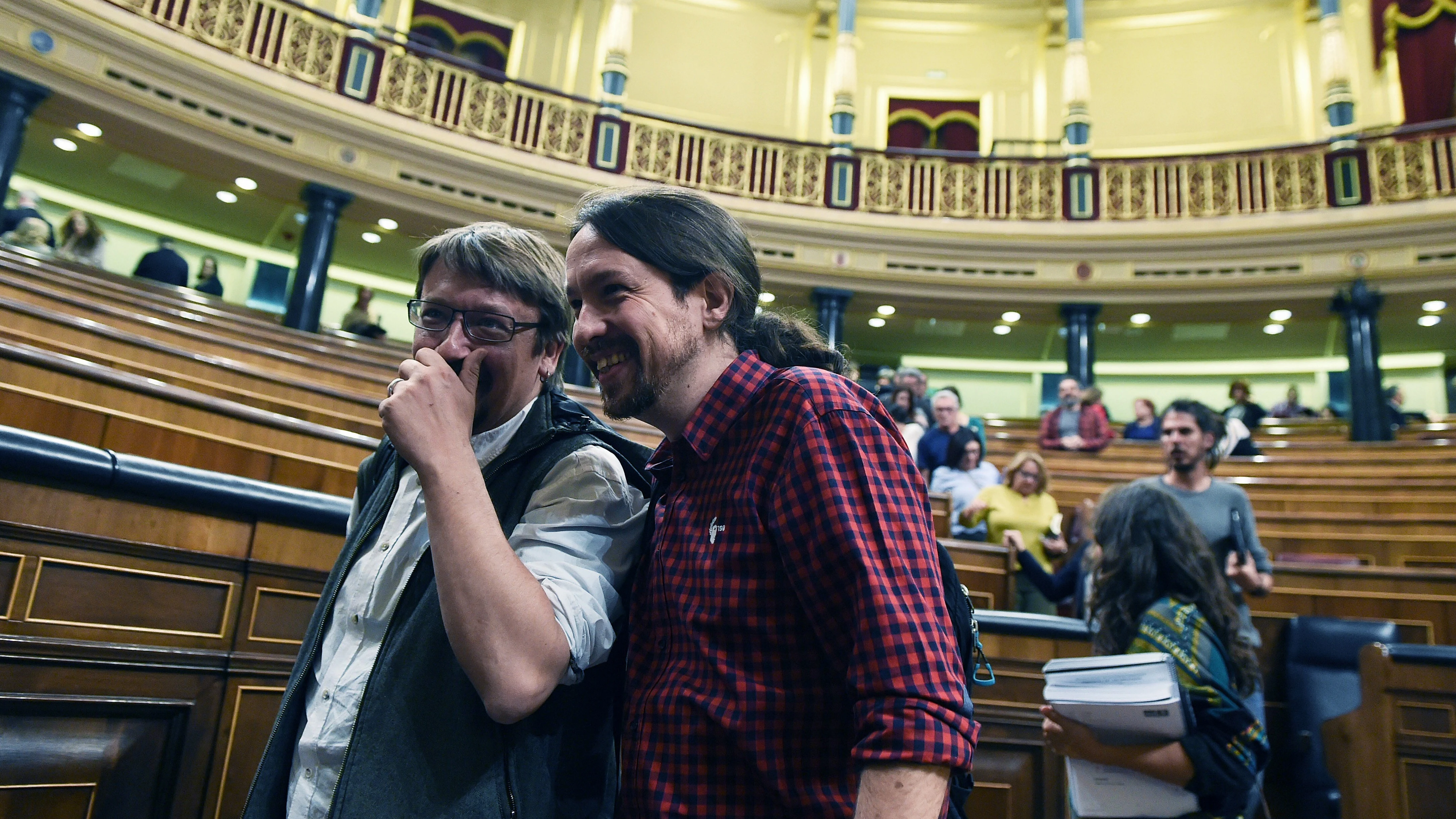 Xavier Doménech y Pablo Iglesias, en el Congreso