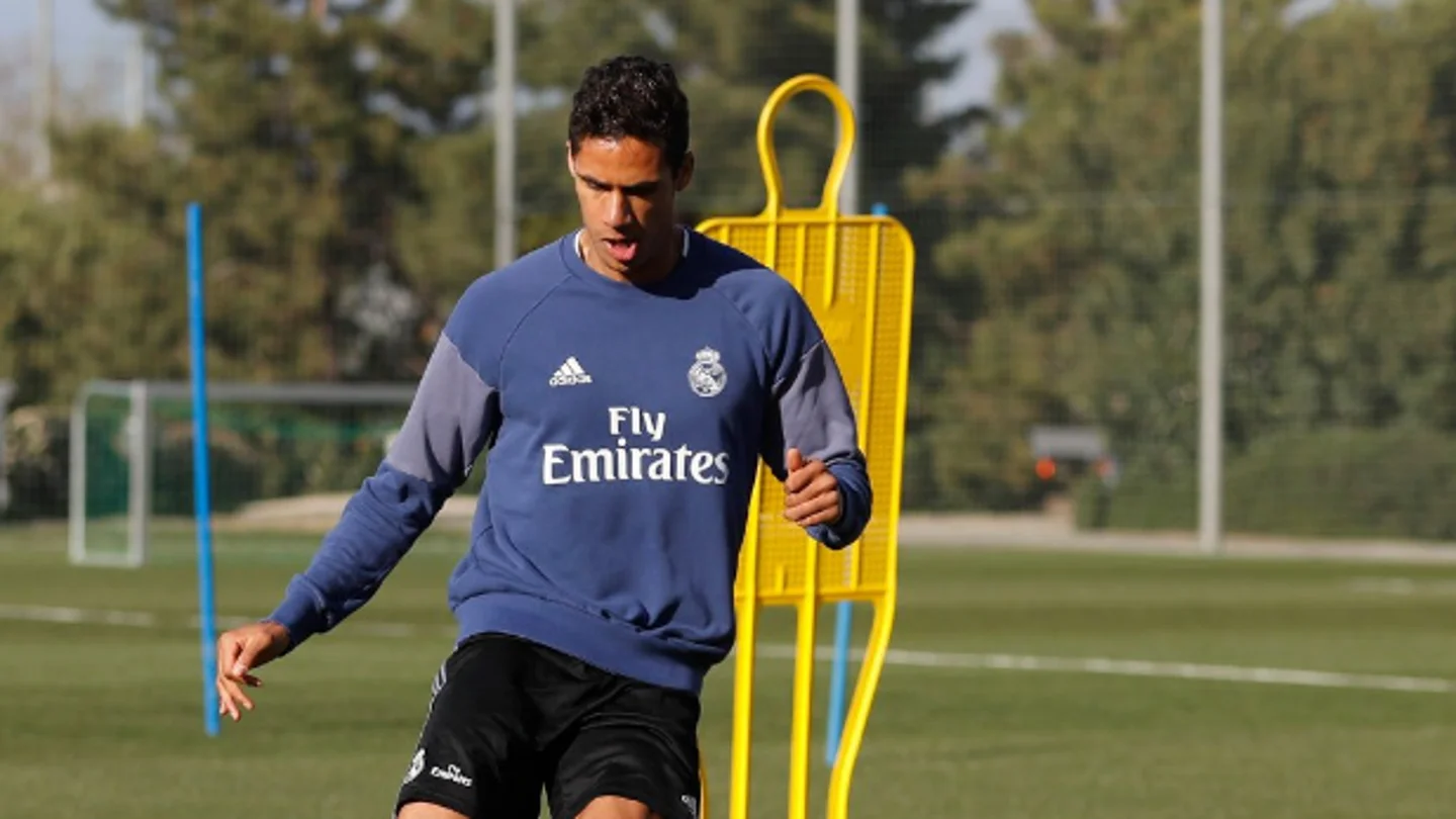 Raphael Varane, en su entrenamiento en Valdebebas. Raphael Varane, en su entrenamiento en Valdebebas.
