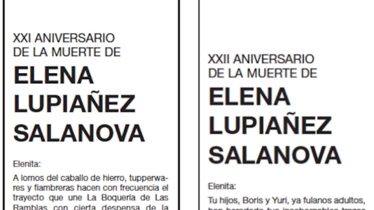 Esquela Elena Lupia&ntilde;ez
