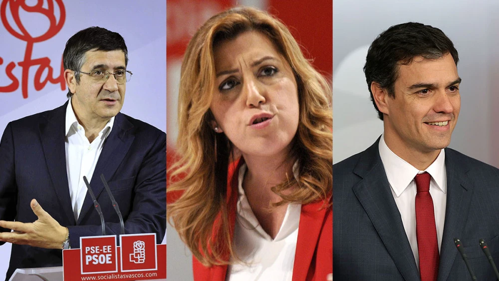 Patxi López, Susana Díaz y Pedro Sánchez