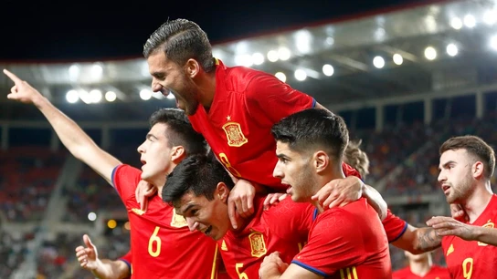 La selección española sub-21 celebra un gol La selección española sub-21 celebra un gol