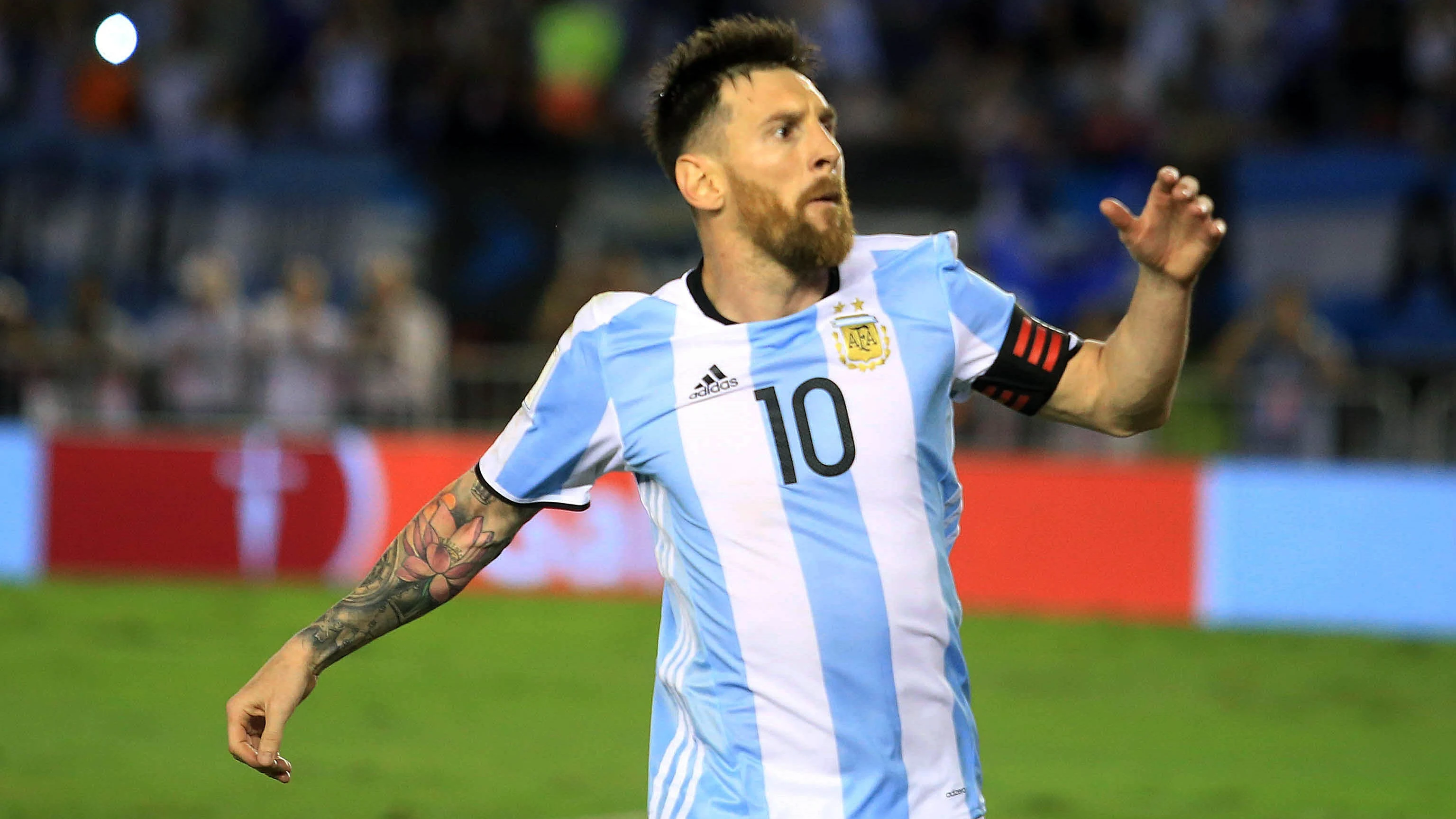 Messi celebrando un gol con Argentina