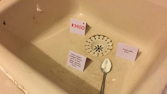 "Cuchara de crema agria dejada en el fregadero", una de las obras creadas por Justin "Cuchara de crema agria dejada en el fregadero", una de las obras creadas por Justin