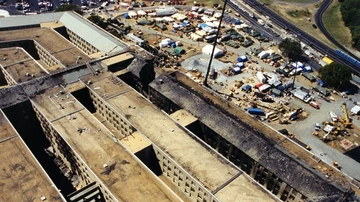 Vista aérea del atentado en el Pentágono
