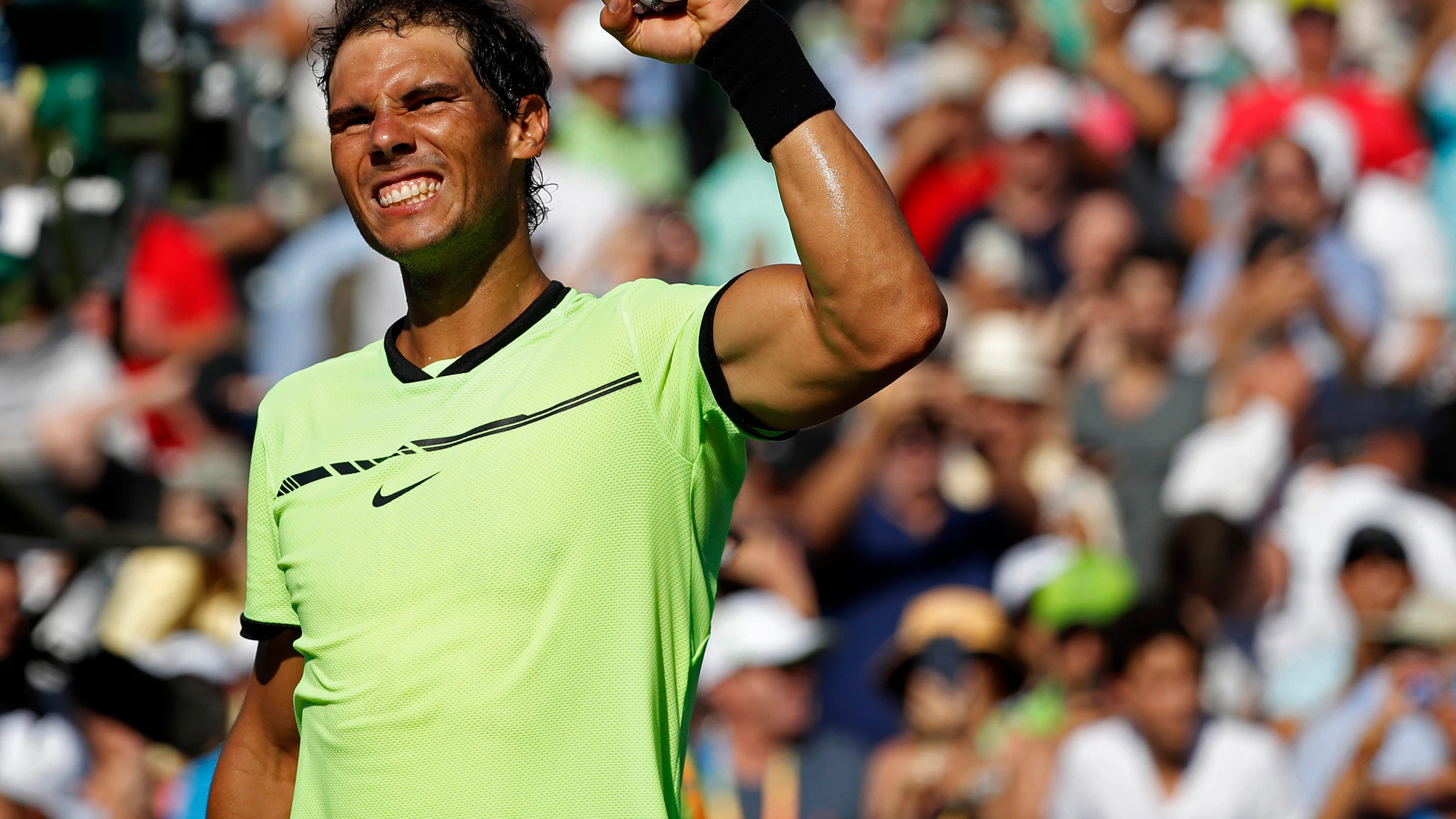 Rafa Nadal celebra su victoria en el Open de Miami