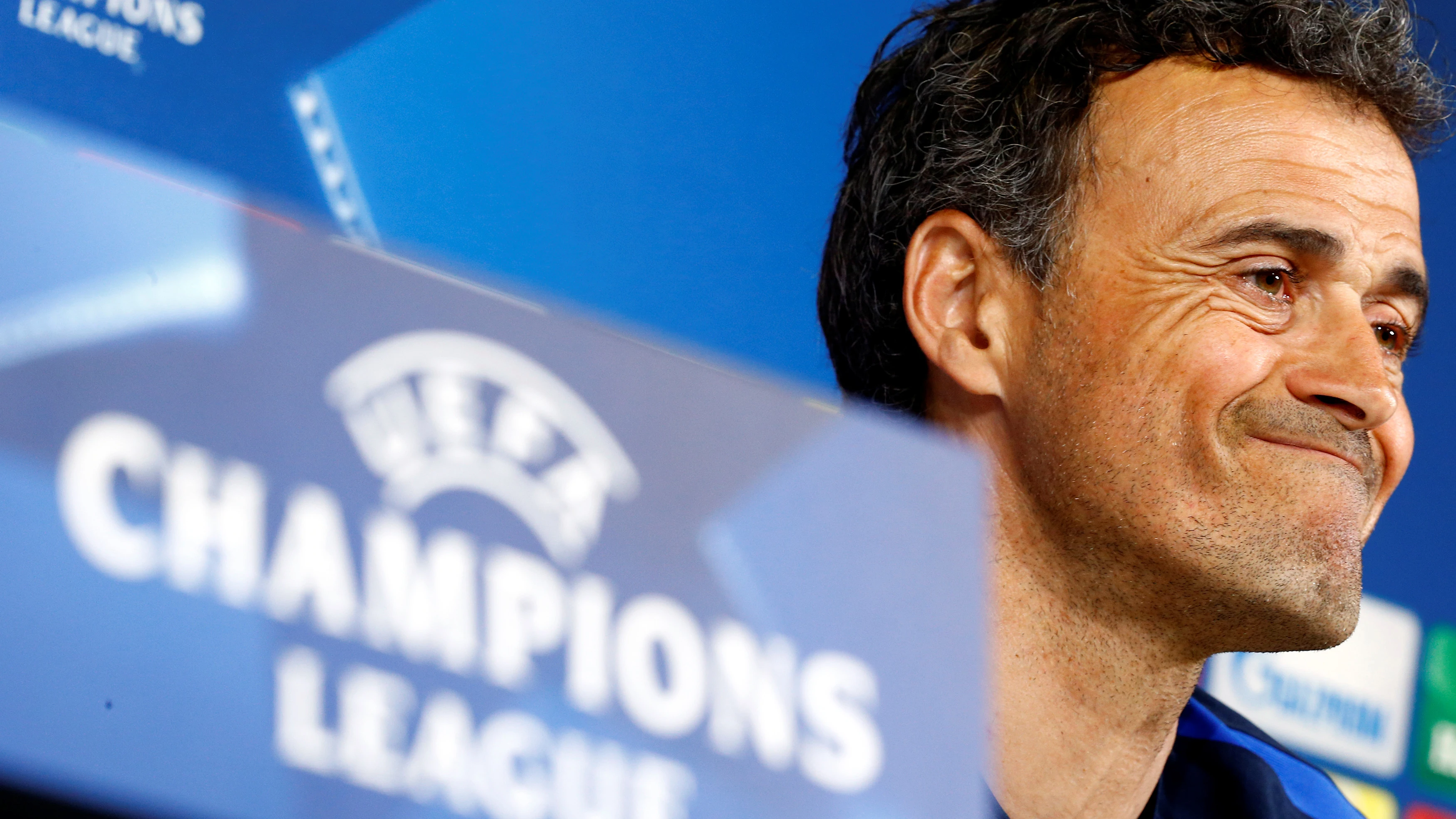 Luis Enrique, sonriente durante la rueda de prensa Luis Enrique, sonriente durante la rueda de prensa