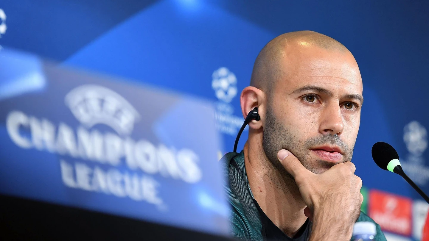 Mascherano, durante la rueda de prensa Mascherano, durante la rueda de prensa