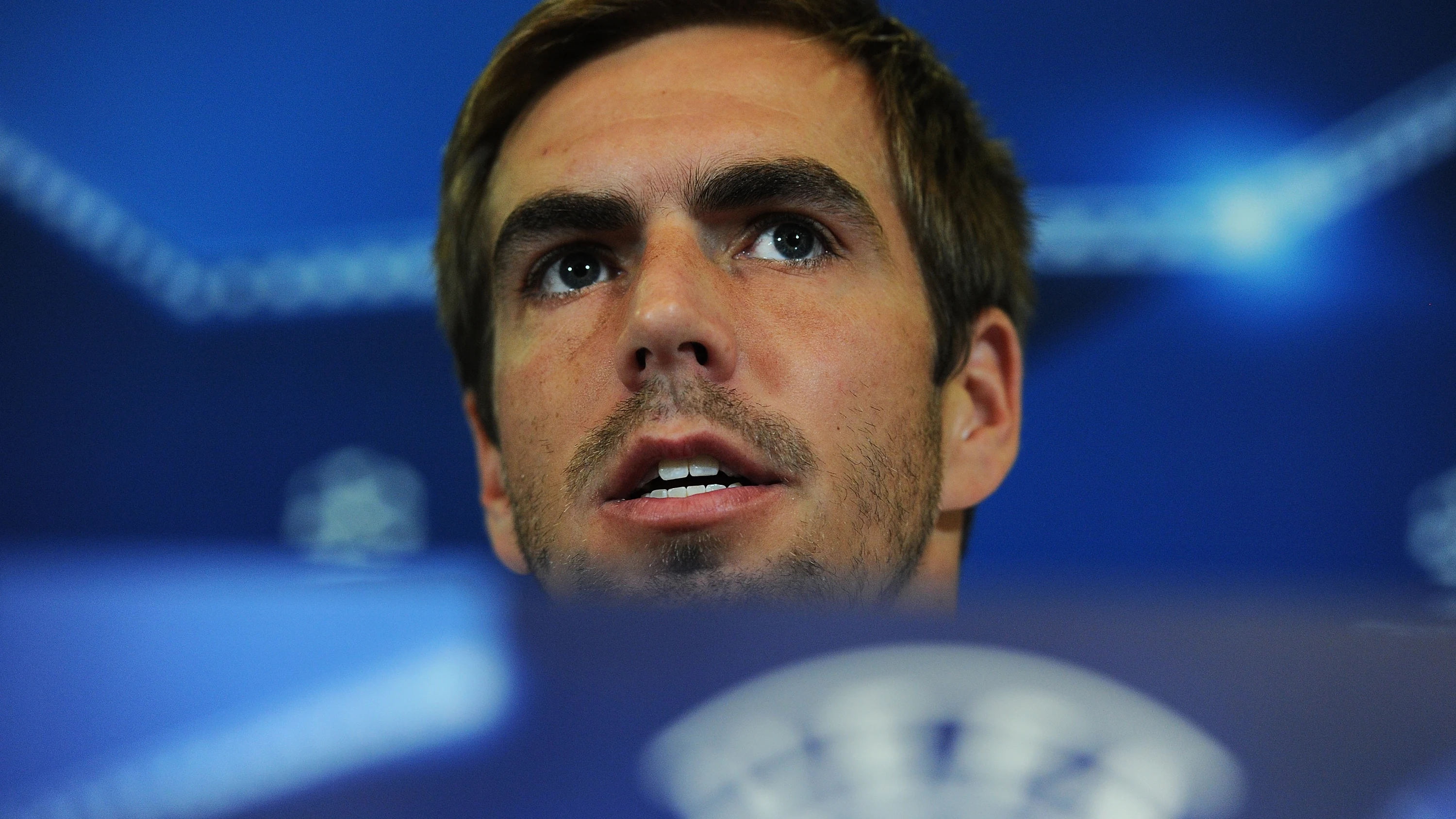 Philipp Lahm, en una rueda de prensa de la Champions