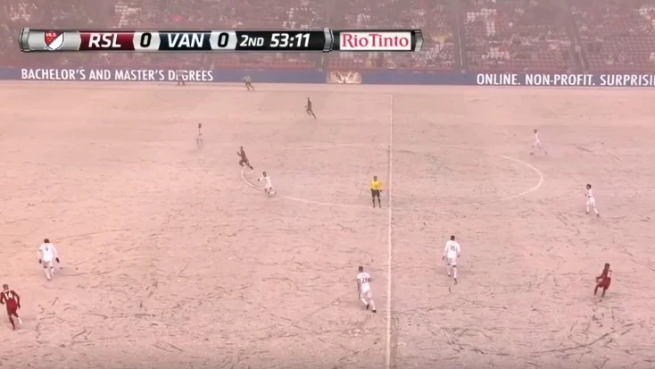 Campo nevado en un partido de la MLS