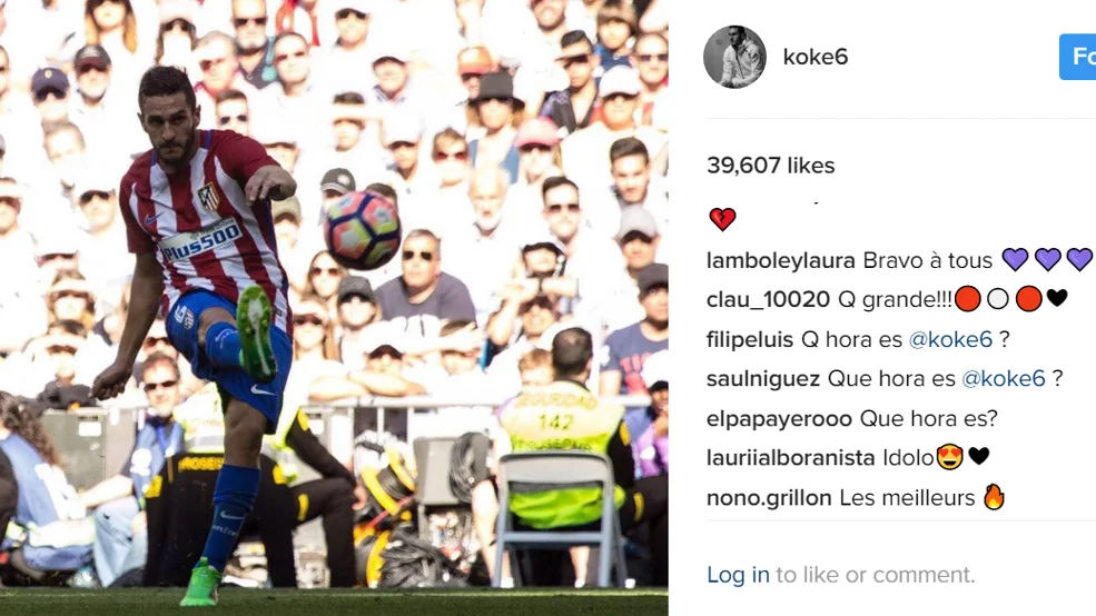 La publicación de Koke en Instagram La publicación de Koke en Instagram