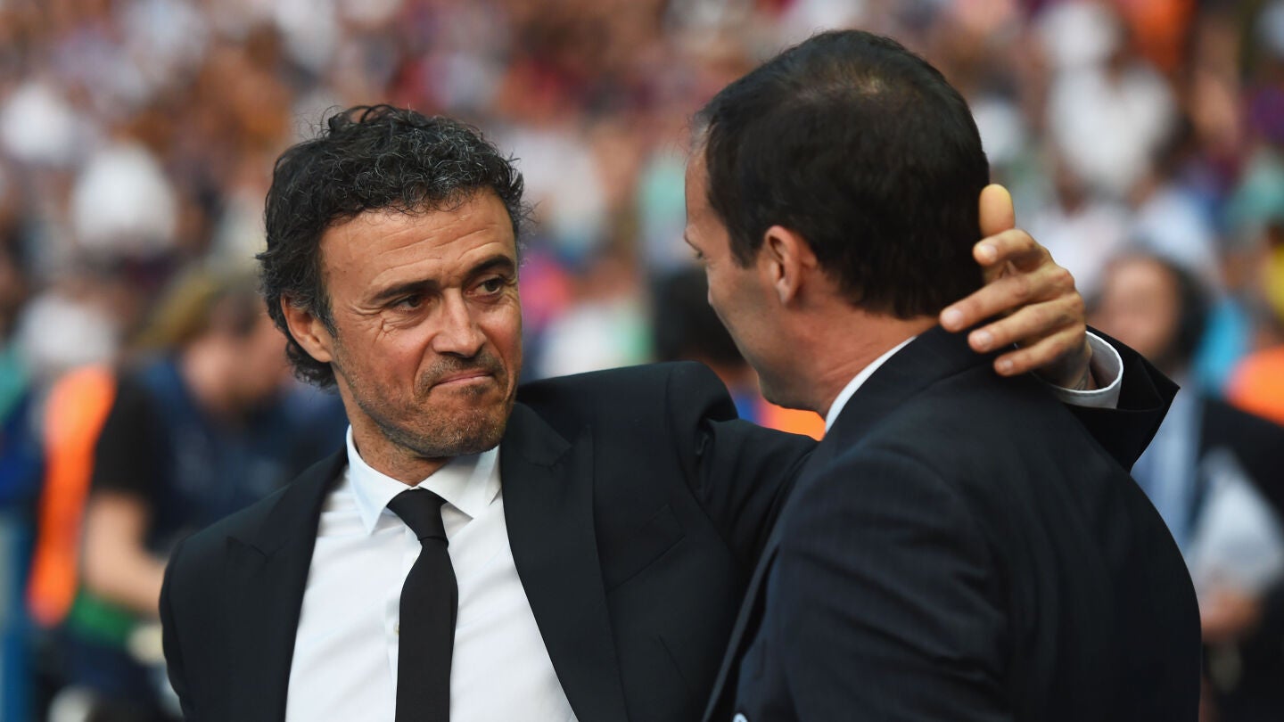 Luis Enrique saluda a Allegri en la final de 2015