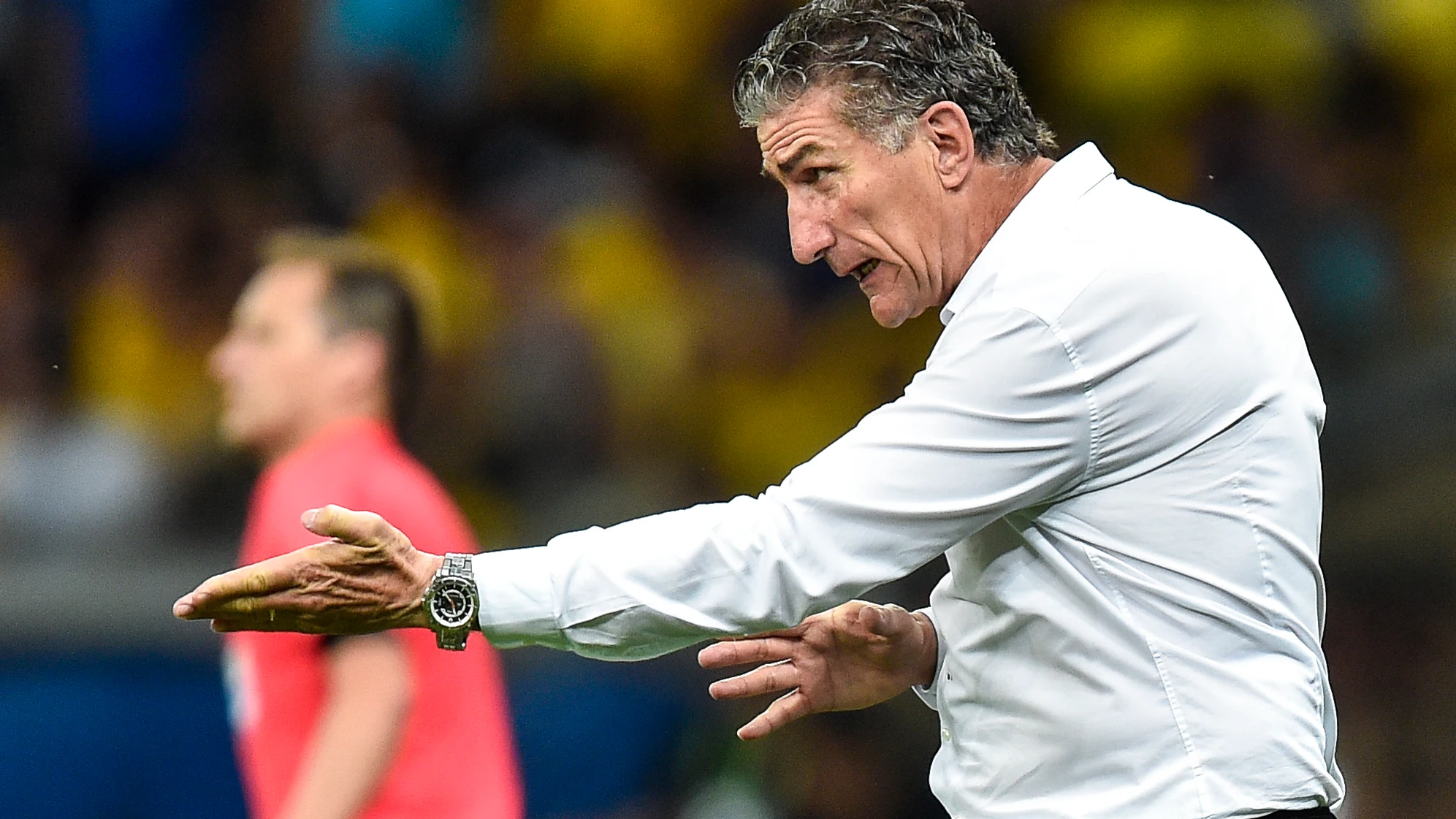 Bauza, en un partido de la selección argentina
