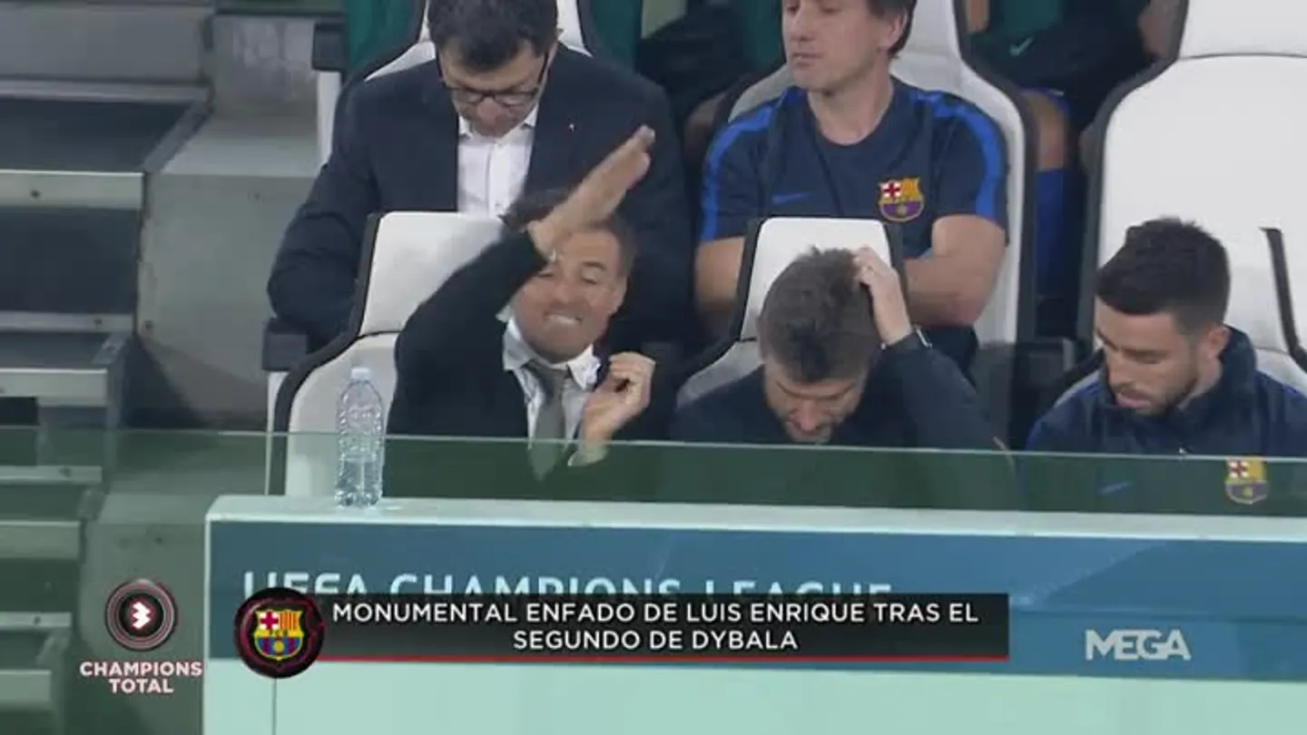 Monumental enfado de Luis Enrique tras el gol de la Juve Monumental enfado de Luis Enrique tras el gol de la Juve