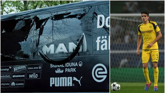 La luna rota del autobús del Borussia Dortmund La luna rota del autobús del Borussia Dortmund