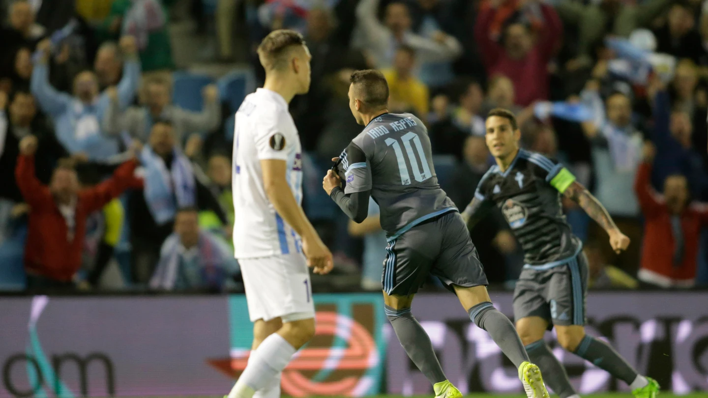 Iago Aspas celebra el segundo gol del Celta ante el Genk Iago Aspas celebra el segundo gol del Celta ante el Genk
