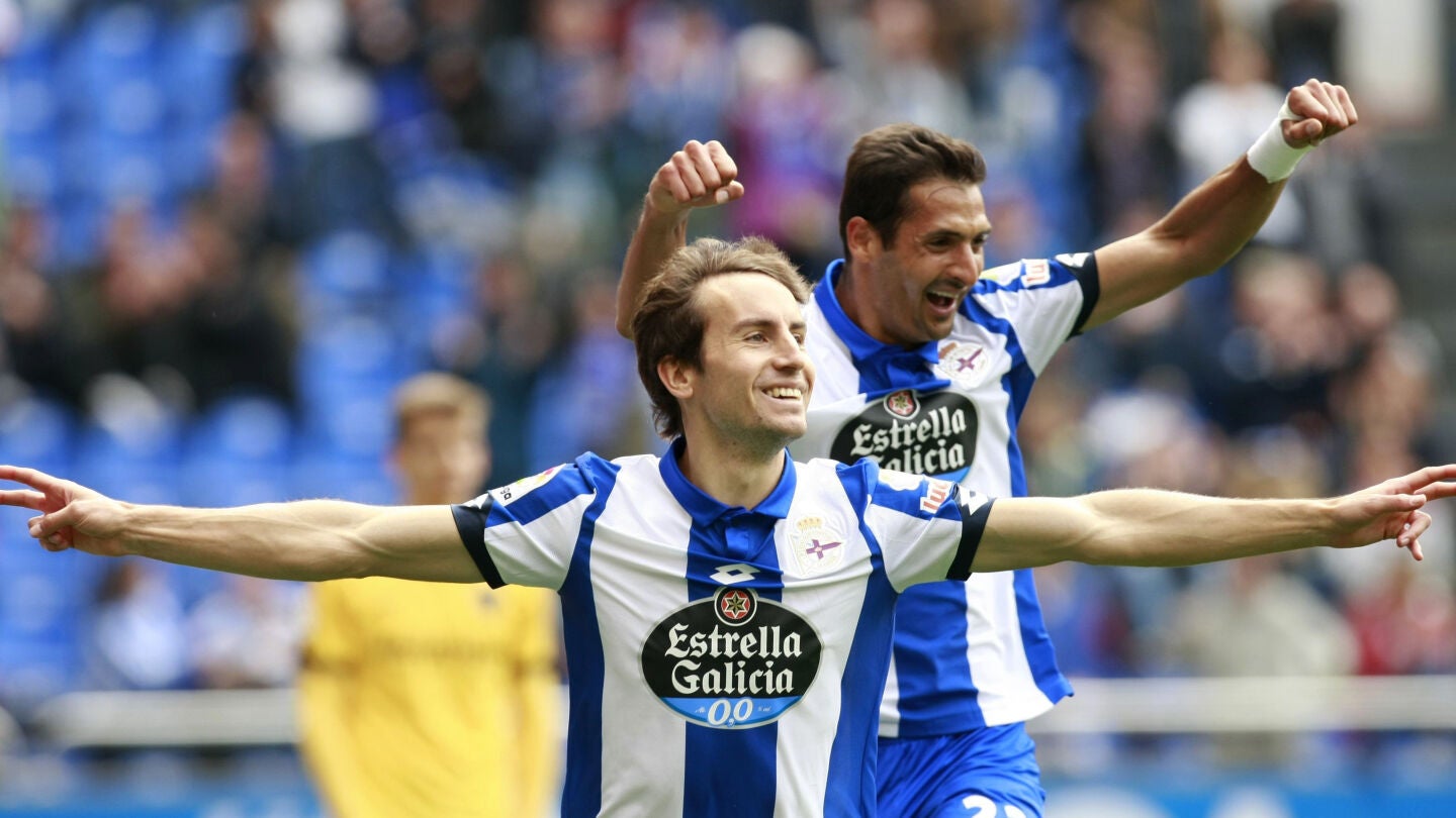 Pedro Mosquera celebra el 2-0 ante el M&aacute;laga