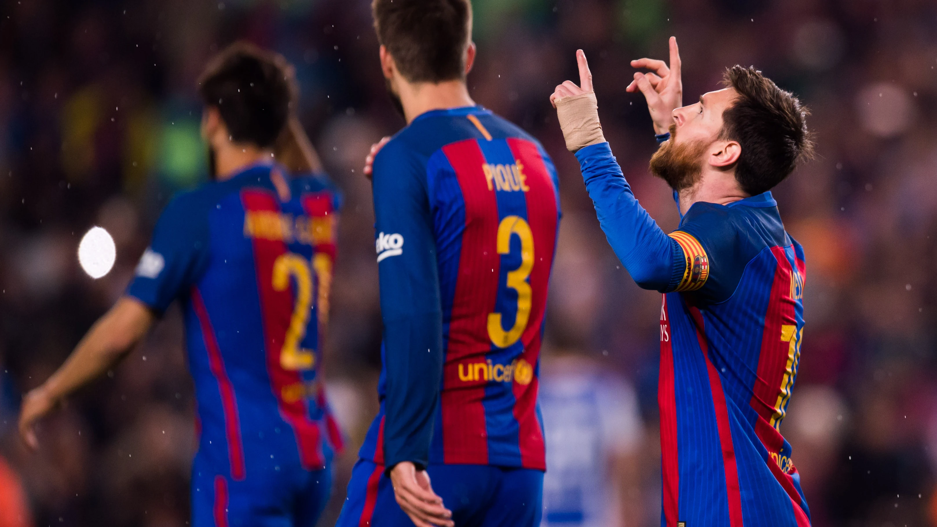 Leo Messi celebra un gol ante la Real Sociedad