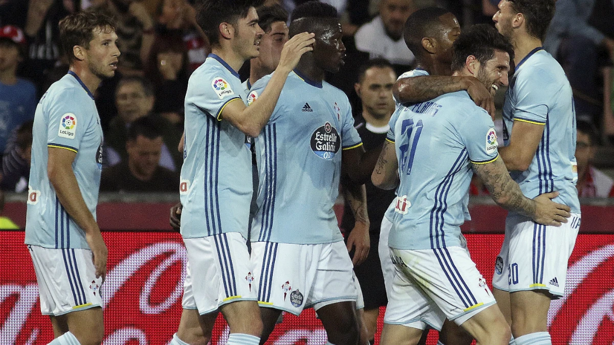 El Celta de Vigo celebra un gol