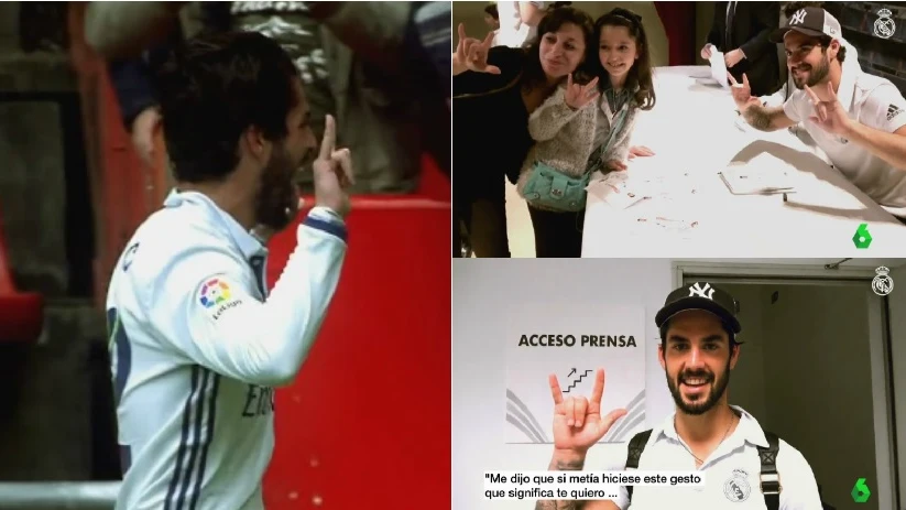 Gesto de Isco en El Molinón