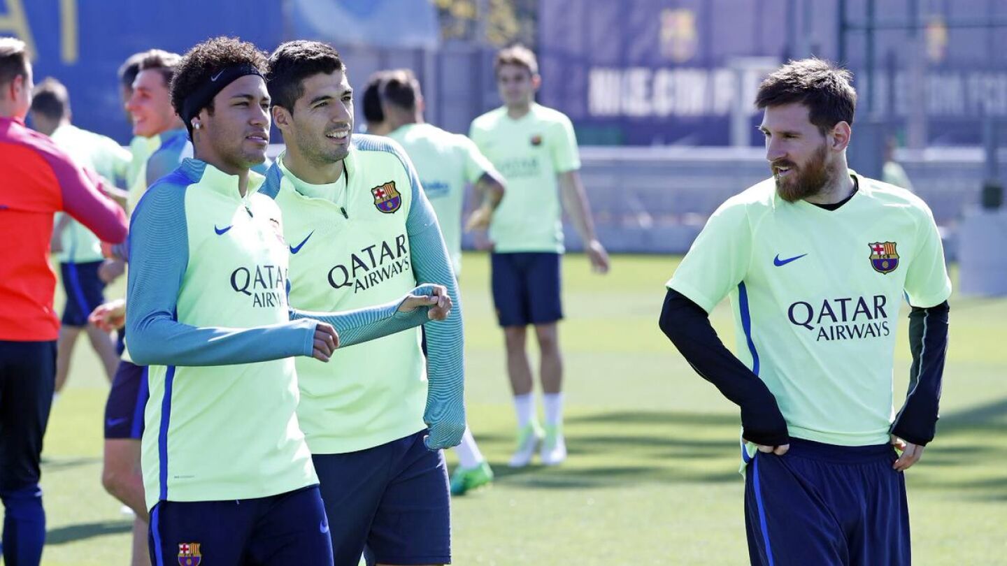 Neymar, Su&aacute;rez y Messi
