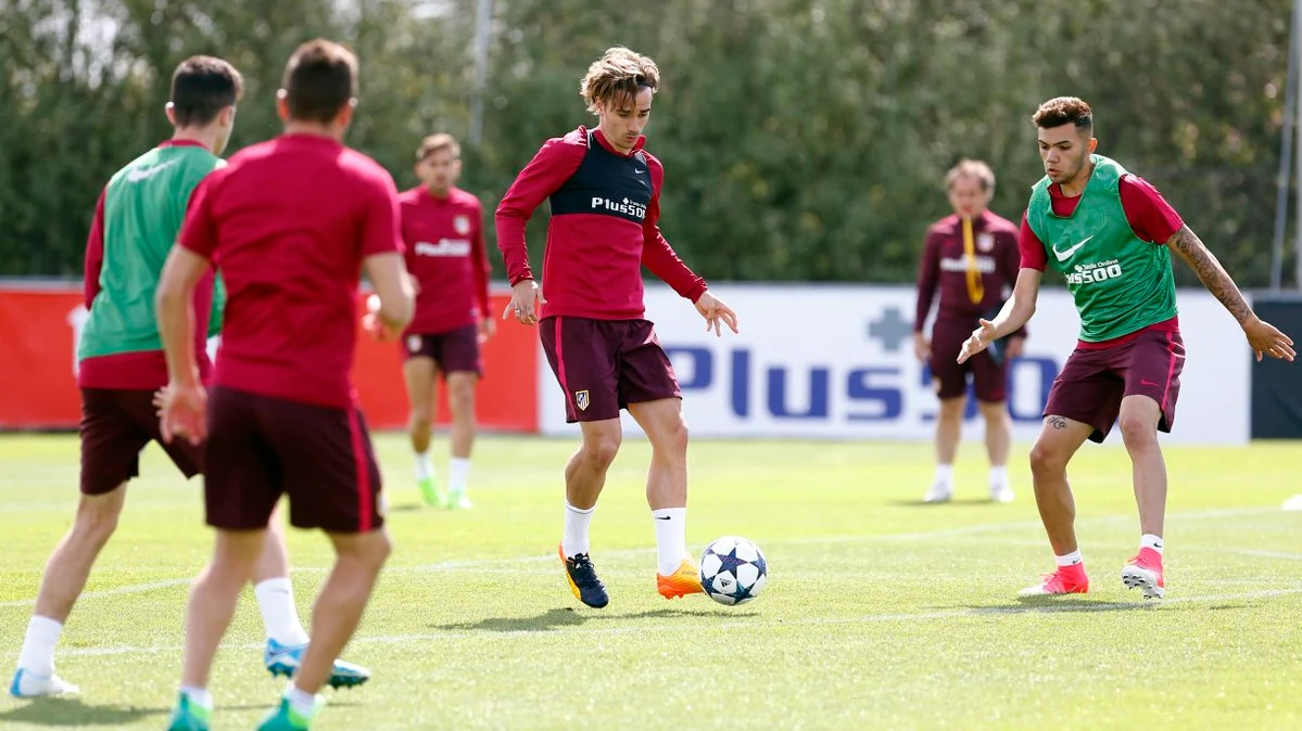 Griezmann, en el entrenamiento del Atleti Griezmann, en el entrenamiento del Atleti