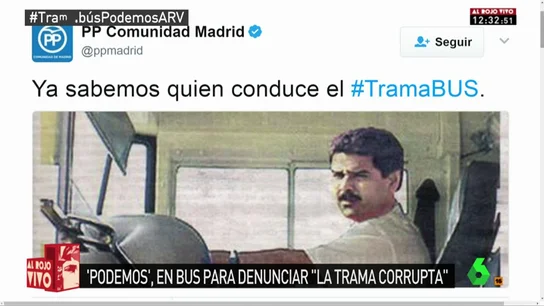 Frame 20.395098 de: La respuesta del PP de Madrid al ‘tramabús’ de Podemos: "Ya sabemos quién lo conduce" Frame 20.395098 de: La respuesta del PP de Madrid al ‘tramabús’ de Podemos: "Ya sabemos quién lo conduce"