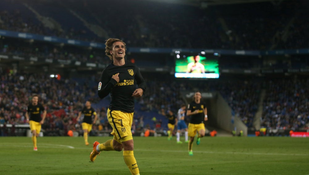 Griezmann celebra su gol contra el Espanyol