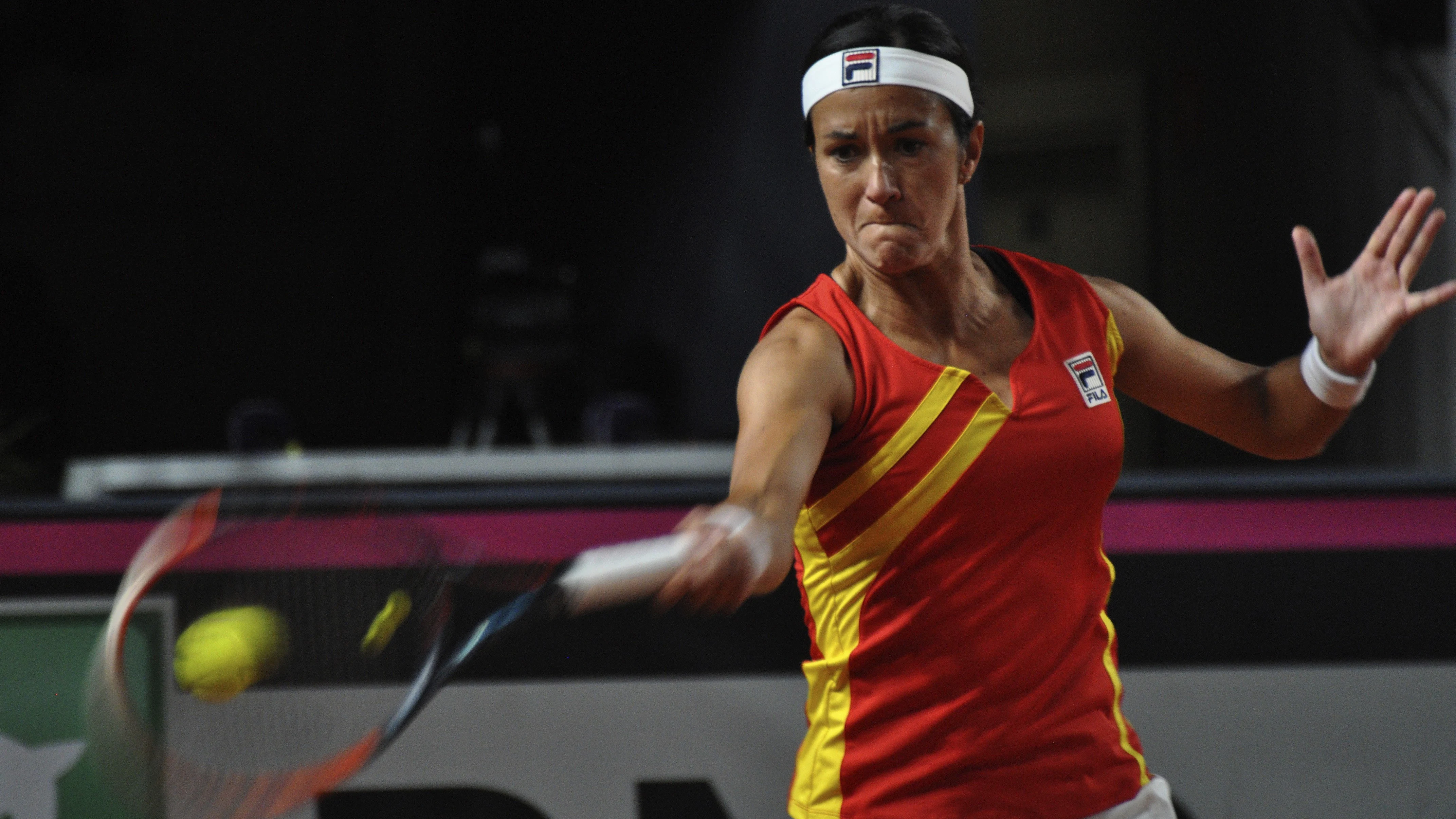 Silvia Soler, durante su partido contra Mladenovic Silvia Soler, durante su partido contra Mladenovic