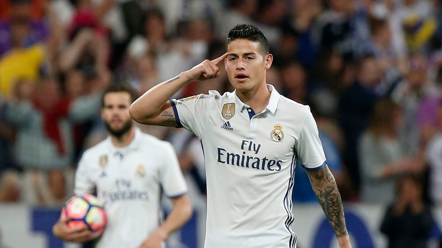 James Rodr&iacute;guez celebrando un gol