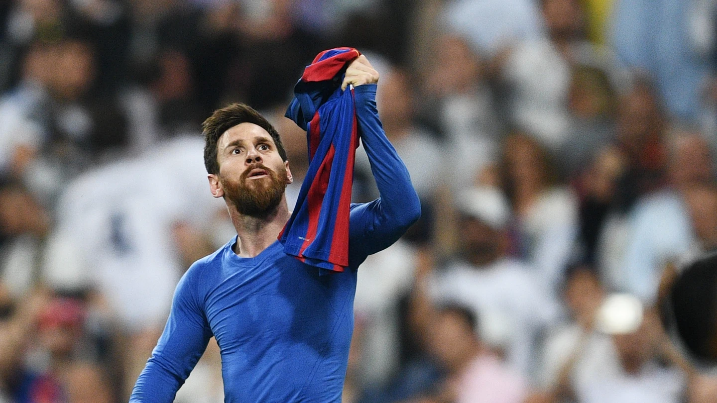 Leo Messi celebra su gol 500 con la camiseta del Barcelona Leo Messi celebra su gol 500 con la camiseta del Barcelona