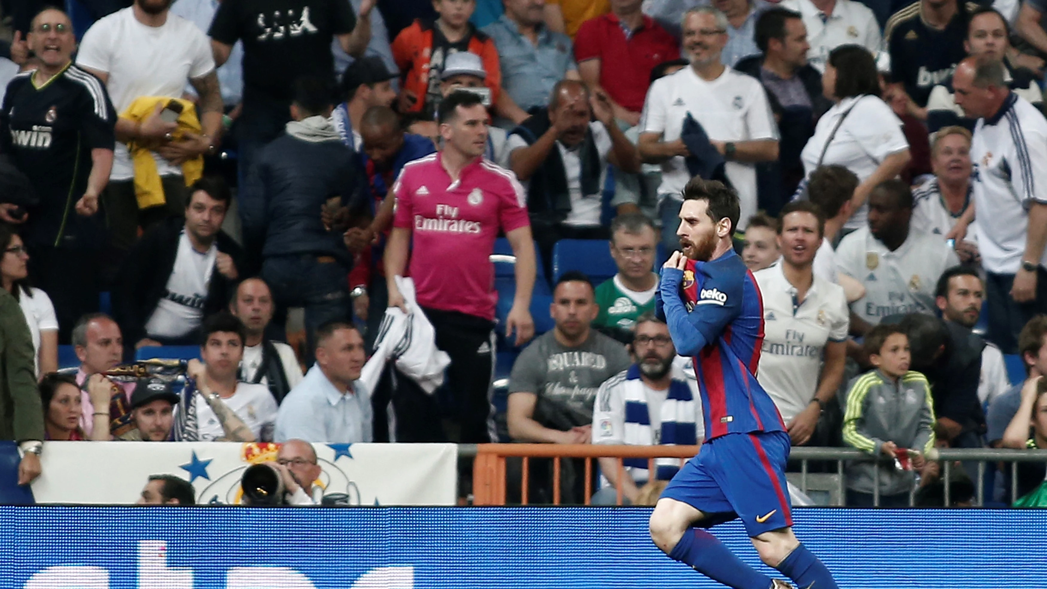 Leo Messi celebrando su gol frente al Real Madrid Leo Messi celebrando su gol frente al Real Madrid