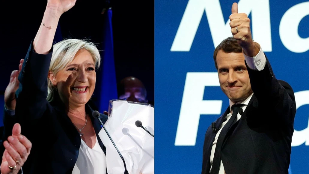 Marine Le Pen y Emmanuel Macron