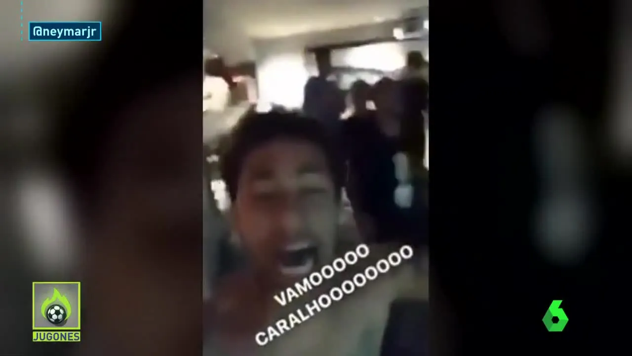 Neymar, eufórico con el segundo gol de Messi en El Clásico Neymar, eufórico con el segundo gol de Messi en El Clásico