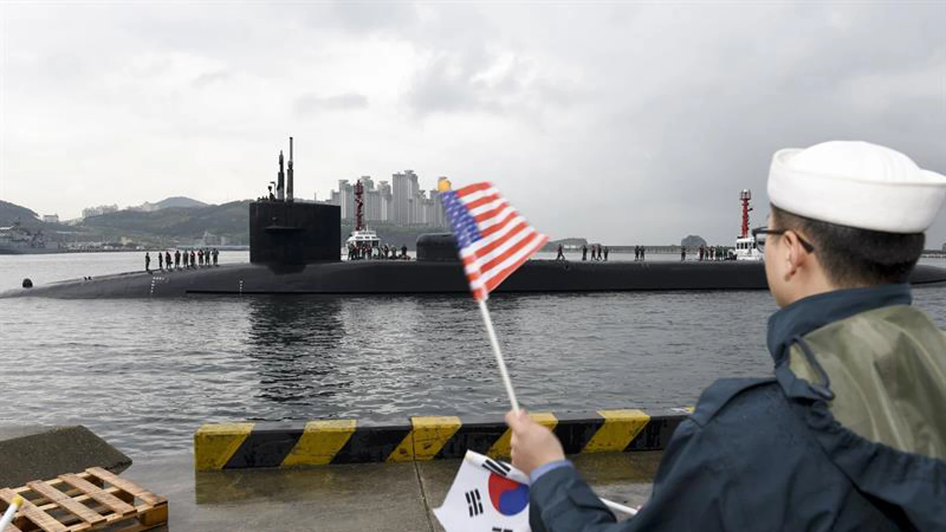 El submarino USS Michigan en Corea del Sur
