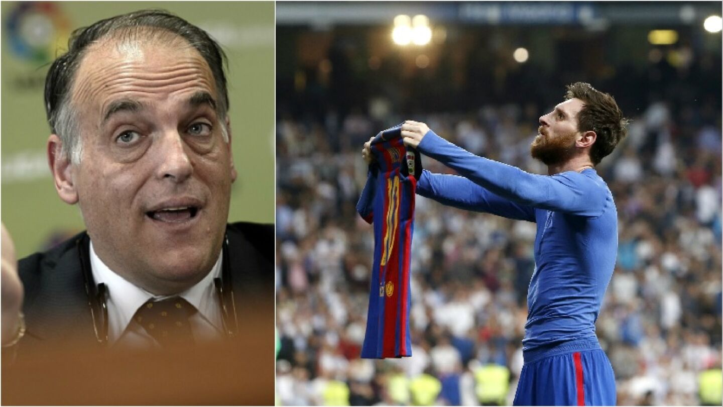 Javier Tebas valora la celebraci&oacute;n de Messi en el Bernab&eacute;u